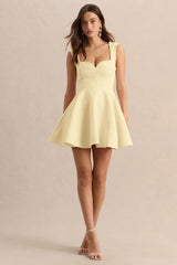 Katya | Lemon Sweetheart-Neck Skater Mini Dress