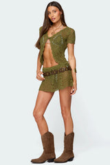 Mabelle Crochet Split Front Top