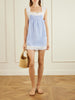 Fiocchini bow-embellished striped broderie anglaise-trimmed linen mini dress