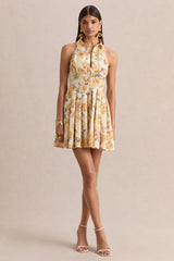 Paulie | Lemon Rose Print Poplin Skater Mini Dress
