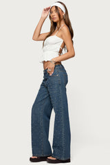 Esmay Studded Low Rise Baggy Jeans