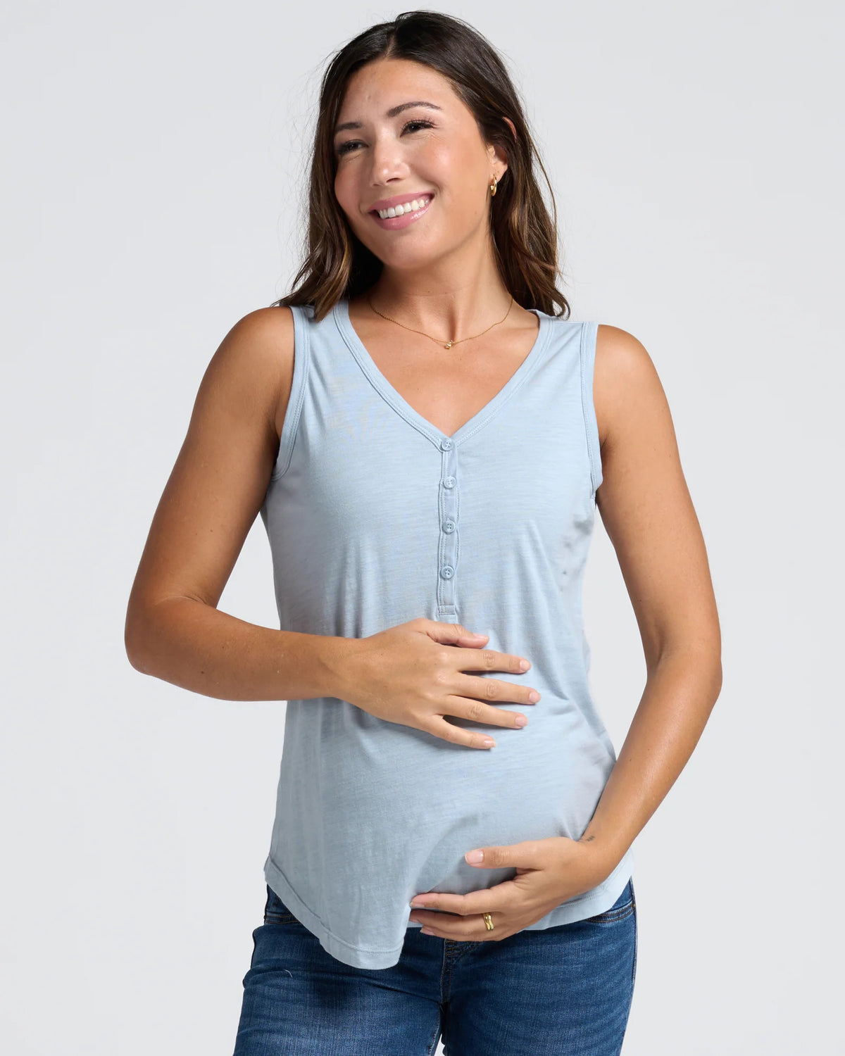 Ivy Maternity Cotton Singlet - Blue