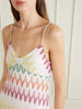 Scalloped striped metallic crochet-knit mini dress