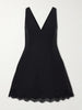 Lace-trimmed wool and silk-blend crepe mini dress