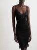 Lace-trimmed ribbed silk-jersey mini dress