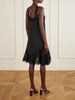 Lace-trimmed satin mini dress