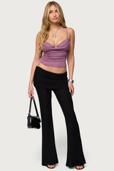 Layered Bra Cowl Neck Top