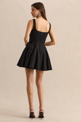 Brioria | Black Square-Neck Skater Mini Dress