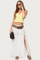 Evy Embroidered Peplum Scrunch Top