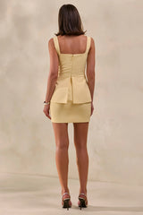 Jeshika | Lemon Tailored Square-Neck Mini Dress