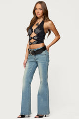 Lettie Rhinestone Cut Out Halter Top