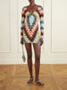 Metallic crochet-knit mini dress