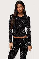 Daliya Polka Dot Long Sleeve Top