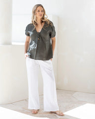 Giulia Maternity Linen Pants in White