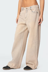 Dusty Washed Low Rise Baggy Jeans