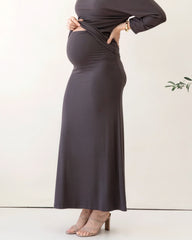 Colette Maxi Maternity Skirt in Cocoa