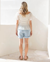 Bridgette Maternity Summer Peplum in White