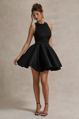 Waverly | Black Racer-Neck Sleeveless Skater Mini Dress