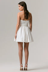 Distinguished | White Asymmetric Ruffled Mini Dress