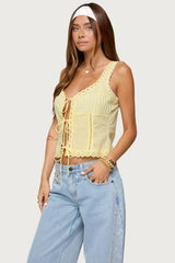 Fiore Eyelet Tie Front Top