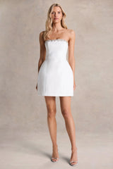 Bobbie | White Embellished Bandeau Mini Dress
