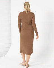 Clara Long Sleeve Knitted  Maternity Midi Dress