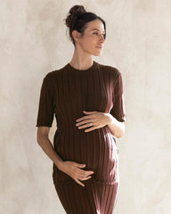 Alexis Side Split Maternity Top in Chocolate Truffle