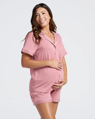 Maternity and Nursing Pyjama Set in Rose Pink