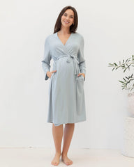 Grace Maternity & Nursing Robe - Sea Mist
