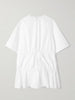 Gathered cotton-poplin mini dress