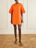 Embroidered cut-out wool-blend mini dress