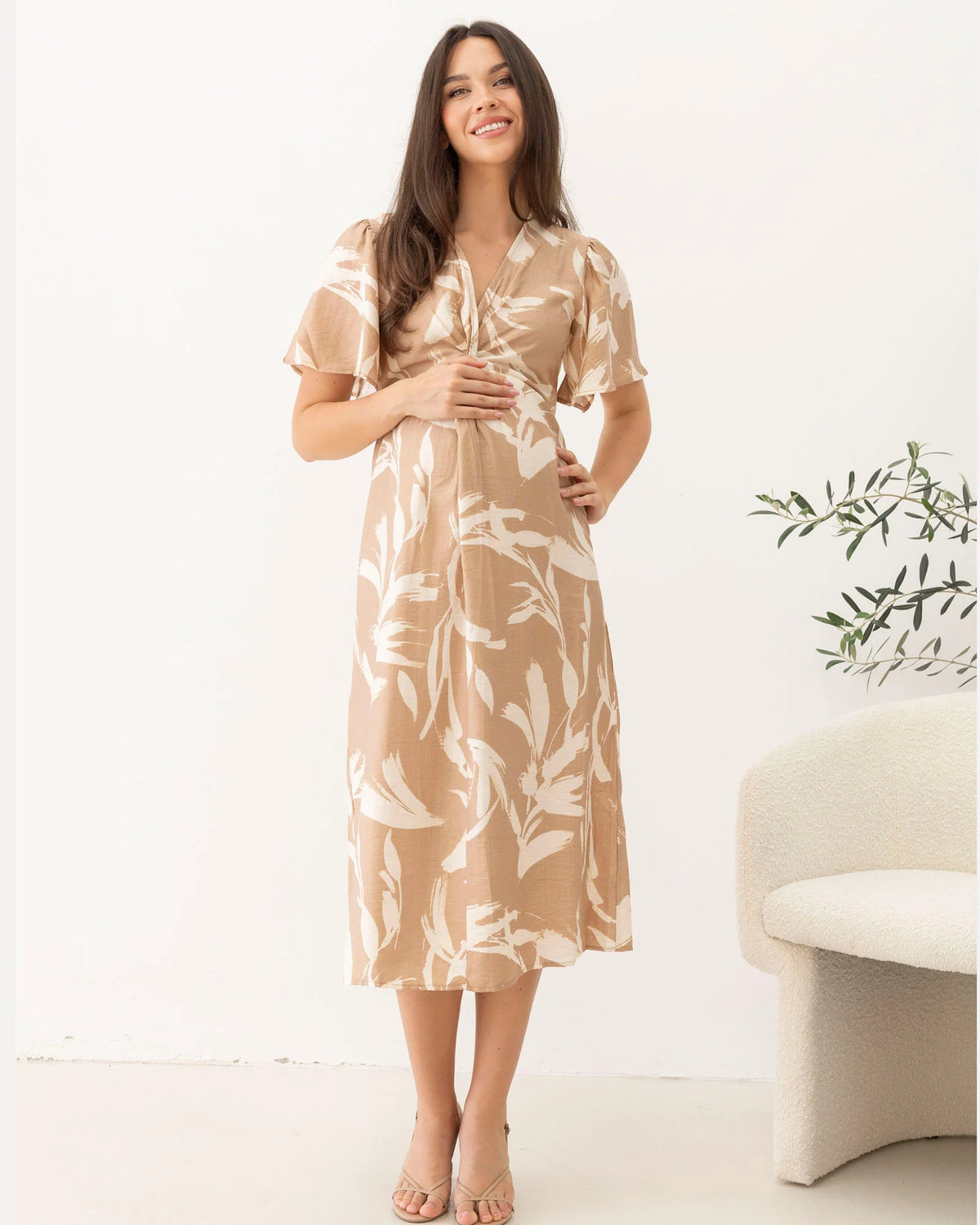 Elea Palm Leaf Maternity Dress