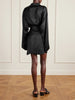 Belted silk-satin mini wrap dress