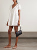 Pintucked tie-detailed organic cotton mini dress