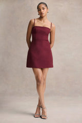 Veda | Burgundy Square-Neck Mini Dress