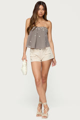Lenie Strapless Chiffon Babydoll Top