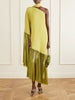Gunilla one-shoulder scarf-detailed fringed crepe mini dress