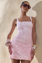 Rionelle | Pink And White Sequin Mini Dress