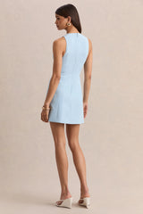 Raya | Powder Blue Plunge-Neck Mini Dress