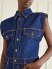 Paneled denim mini dress