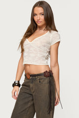 Kristal Twist Front V Neck Top