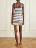 Striped metallic crochet-knit mini dress