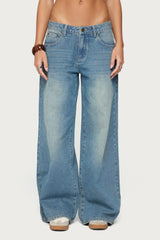 Graphic Vintage Washed Low Rise Baggy Jeans