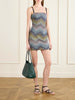 Sequin-embellished metallic crochet-knit mini dress
