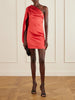 One-shoulder draped satin mini dress