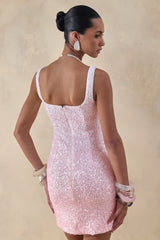 Rionelle | Pink And White Sequin Mini Dress