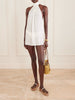 Ibiza halterneck knotted gathered crepon mini dress