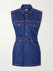 Paneled denim mini dress