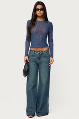 Anari Rhinestone Mesh Top