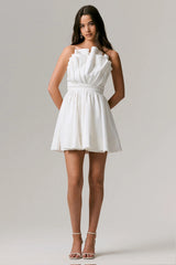 Distinguished | White Asymmetric Ruffled Mini Dress